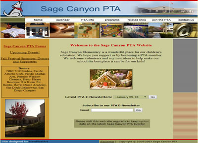 SageCanyonPTA website